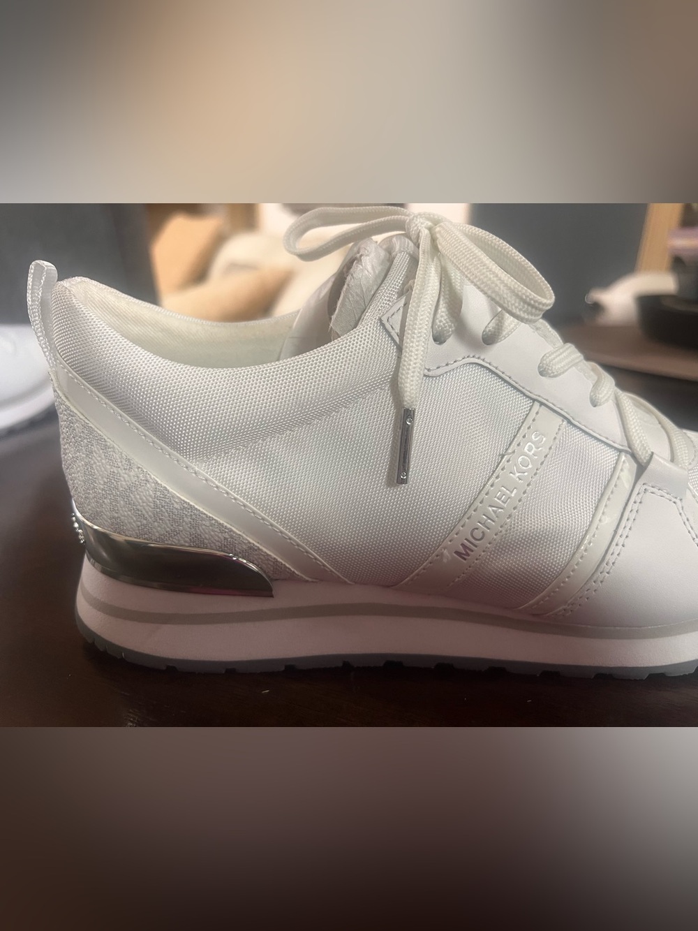 Michael Kor’s White MK with Silver  accents Sneaker - Picture 4 of 10